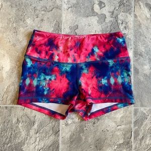 Fleo Pink and Blue Tie-Dye Athletic Shorts